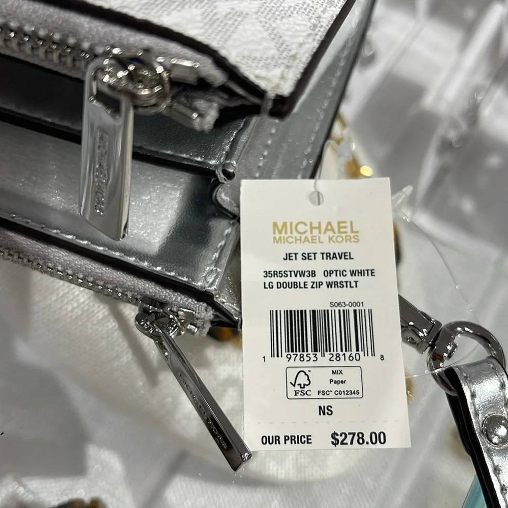 Michael Kors Jet Set Travel Large Embellished Signature Logo Wristlet Wallet Phn